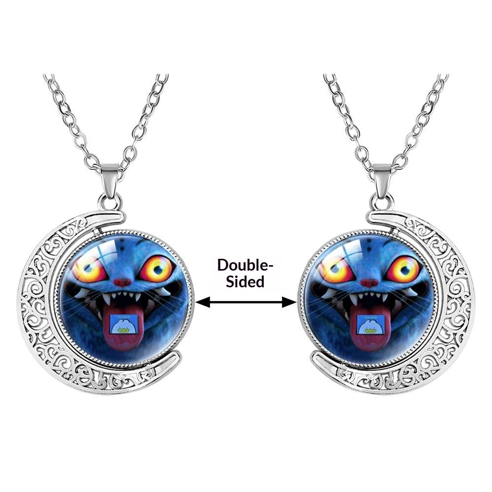 Collana con Pietra Preziosa a Forma di Luna Crescente Ciondolo Rotante Double-sided Accessori di Coppia di Alta Gamma