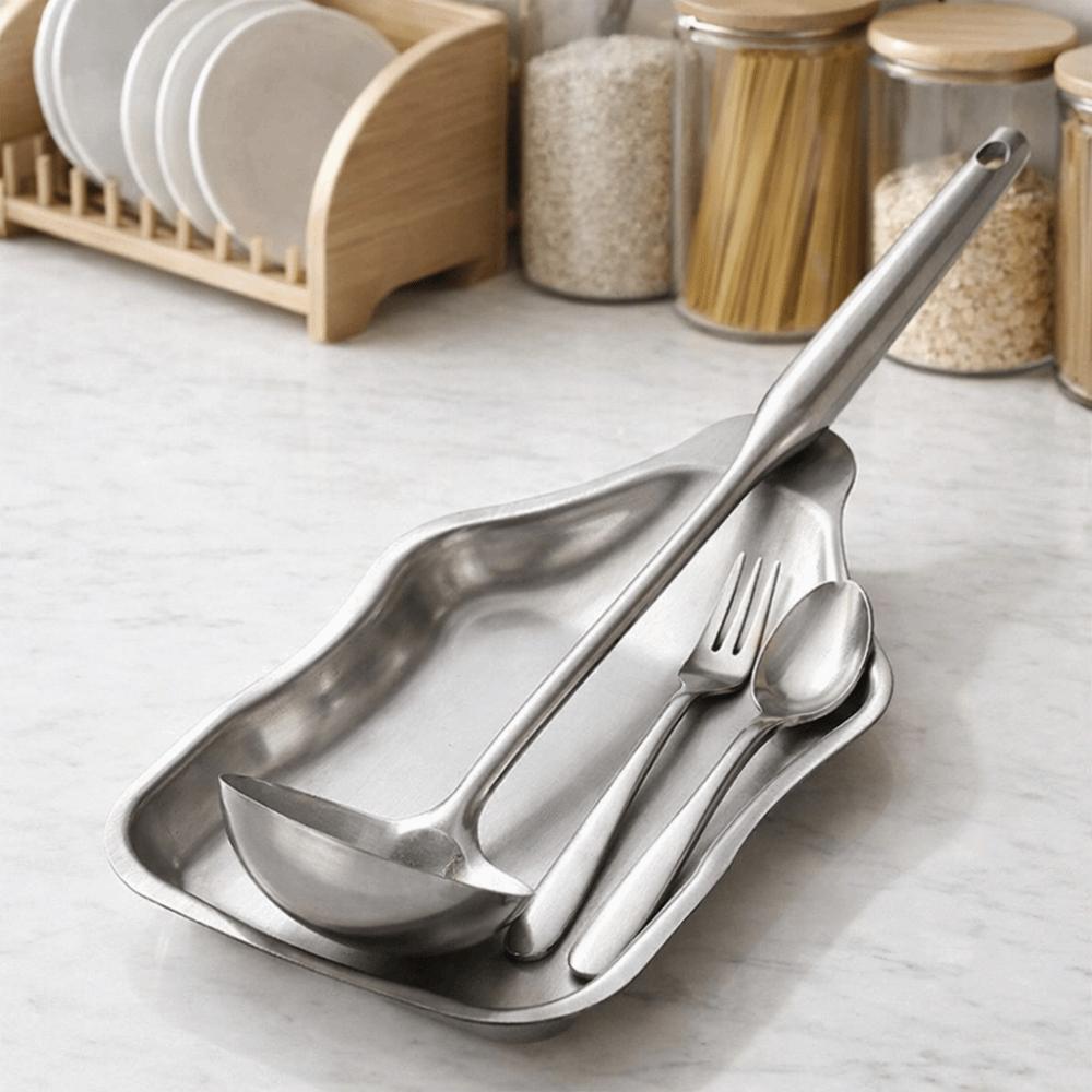 Stainless Steel Utensil Stand Stable Base Spoon Rest Nut Dishes Fruits Plates  Tableware Storage