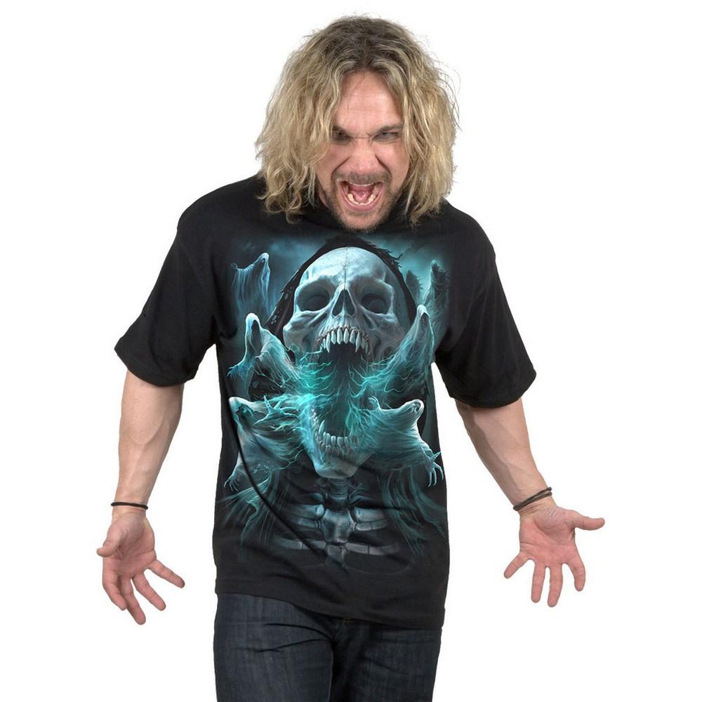 Spiral Direct Unisex Adult Ghost Skull Back Print T-Shirt