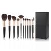 12 Black PU Zipper Bag Makeup Brush Set Soft Loose Powder Foundation Brush Eyeshadow Brush Beauty Tools