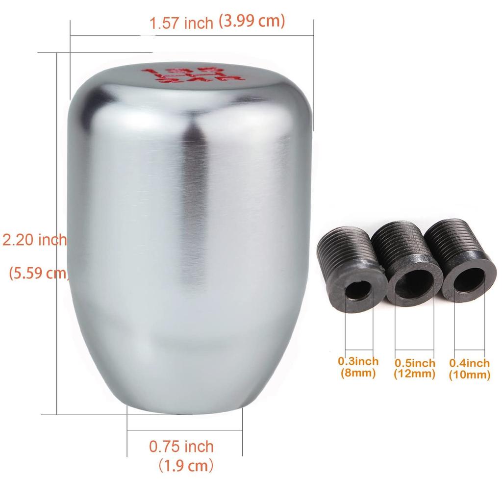 Arenbel 5 Speed Alloy Car Shifter Head Short Gear Shifting Stick Shift Lever Knob for MT Automotive Universal Silver
