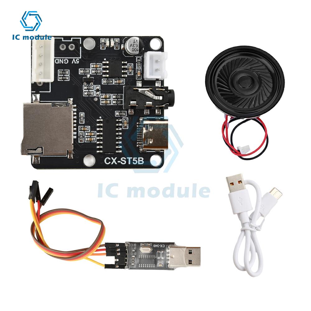 DC3.3-5.2V SF5A/ST5B Serial Port Mp3 Voice Chip Module Microcontroller Control Triggers Voice Module TF Card Custom Audio Module