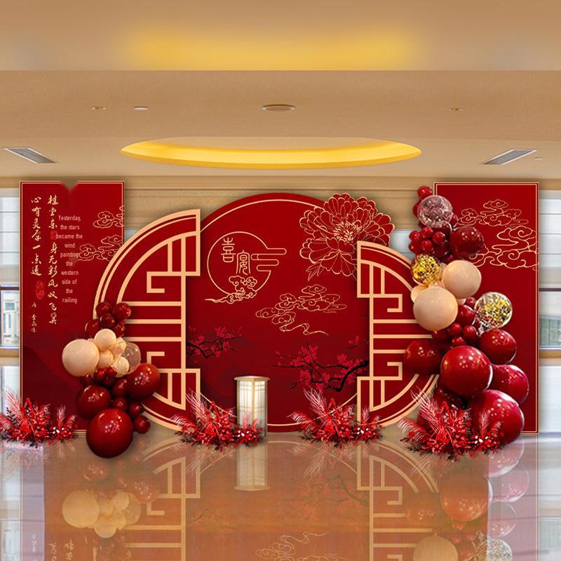 Chinese Wedding Backdrop Decoration: Rural Dowry Marriage, Engagement & Banquet KT Board Package by Qilei Dezhu