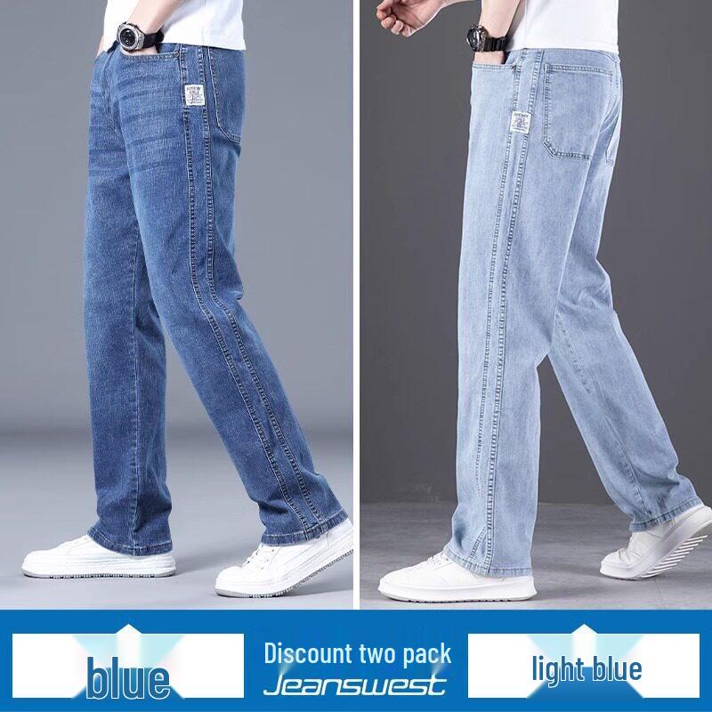 Luoz Men's Summer Loose Straight Stretch Jeans