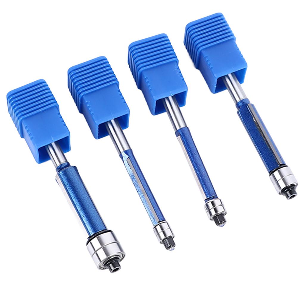 4-teiliges Bündigfräser-Set 6 mm Schaft Obere Doppellager Gerade Oberfräse Professionelles Holzbearbeitungswerkzeug