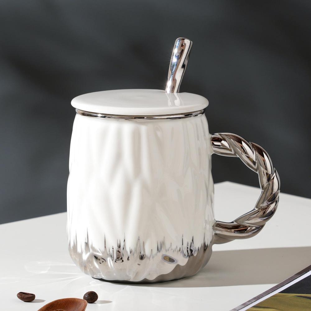 Relief Pattern Ceramic Cup High Value Mug Set Home Water Cup Office Coffee Cup Ins Cup