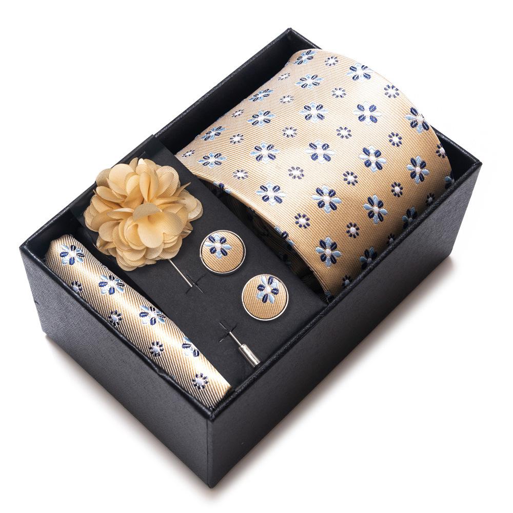 Tie Men'S Suit Accessories Cufflinks Square Scarf Corsage Tie Premium Suit Gift Box Packaging