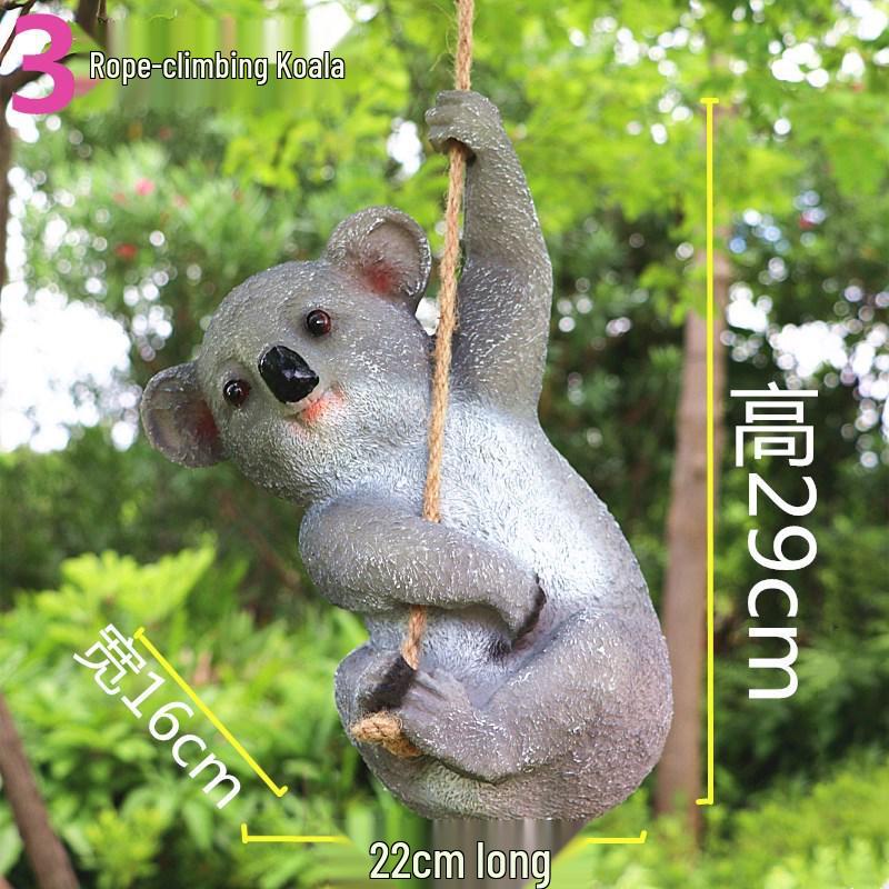 Resin Tree Hanging Animal Crafts: Koala Climbing, Panda on Swing