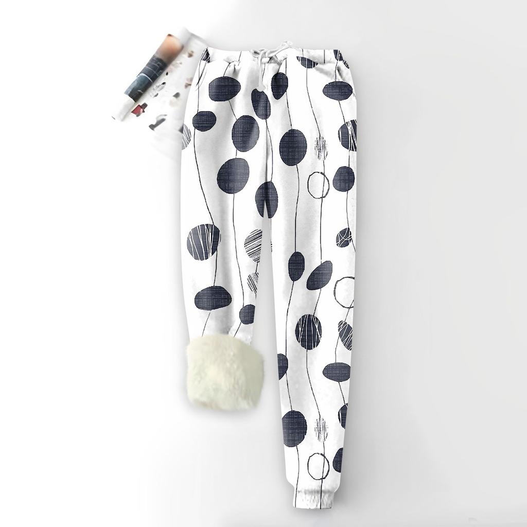Damenmode Bedruckte Sporthose Locker Verdickte Dicke Fleece Warme Hose