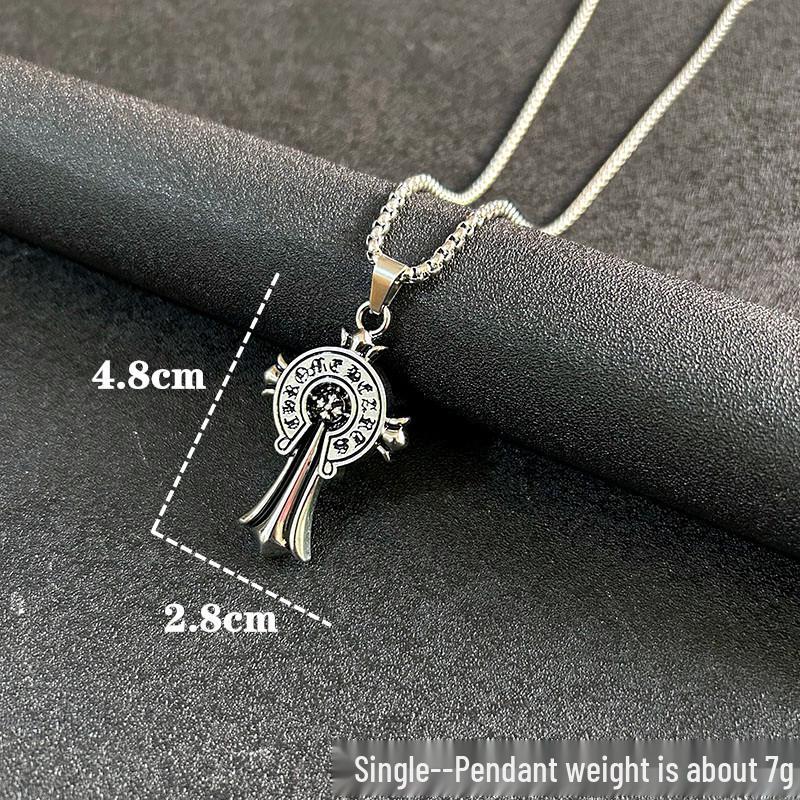 Flammenkreuz-Anhänger Halskette für Männer – Retro Hip-Hop Stil