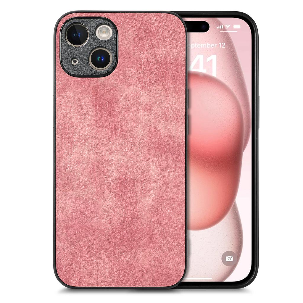 For iPhone 15 Plus Case Shockproof Slim Retro Leather Phone Back Cover