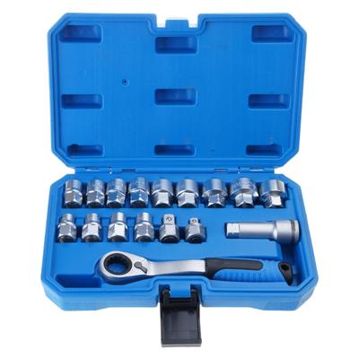 17pcs Alloy Steel Pass Through Socket Set Featuring Multiple Heads for Mechanical Applications Space-Saving Design
