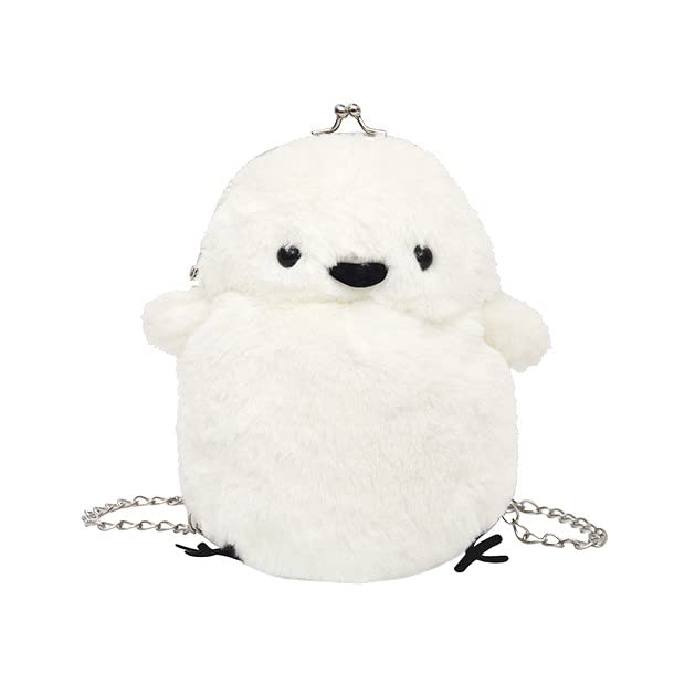 Плюшевая сумка-сумка на плечо с птичкой Симаэнага Харудзио для женщин, Пушистая и милая плюшевая сумка с птичкой Симаэнага, Белая