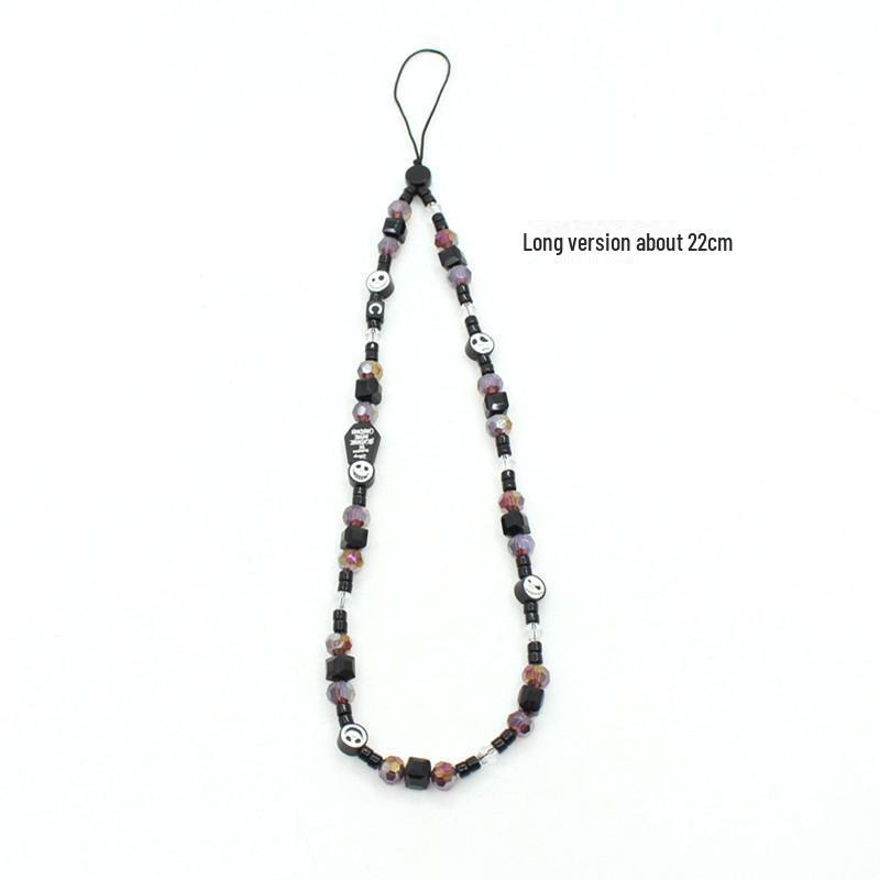 Lanț de telefon DIY la modă, anti-pierdere, cu mărgele emailate curcubeu – Stil popular pe internet