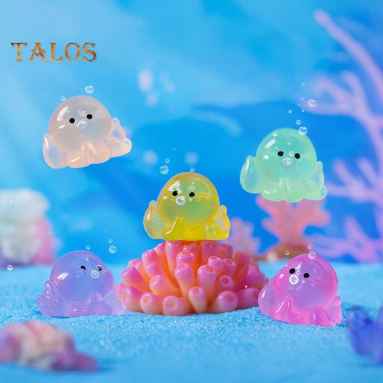 32 Stück Mini-Oktopus-Figuren, im Dunkeln leuchtend, Kunstharz, winzige Oktopus-Miniatur-Oktopus-Statuen für Feengärten, Aquarien, Heimwerkerarbeiten