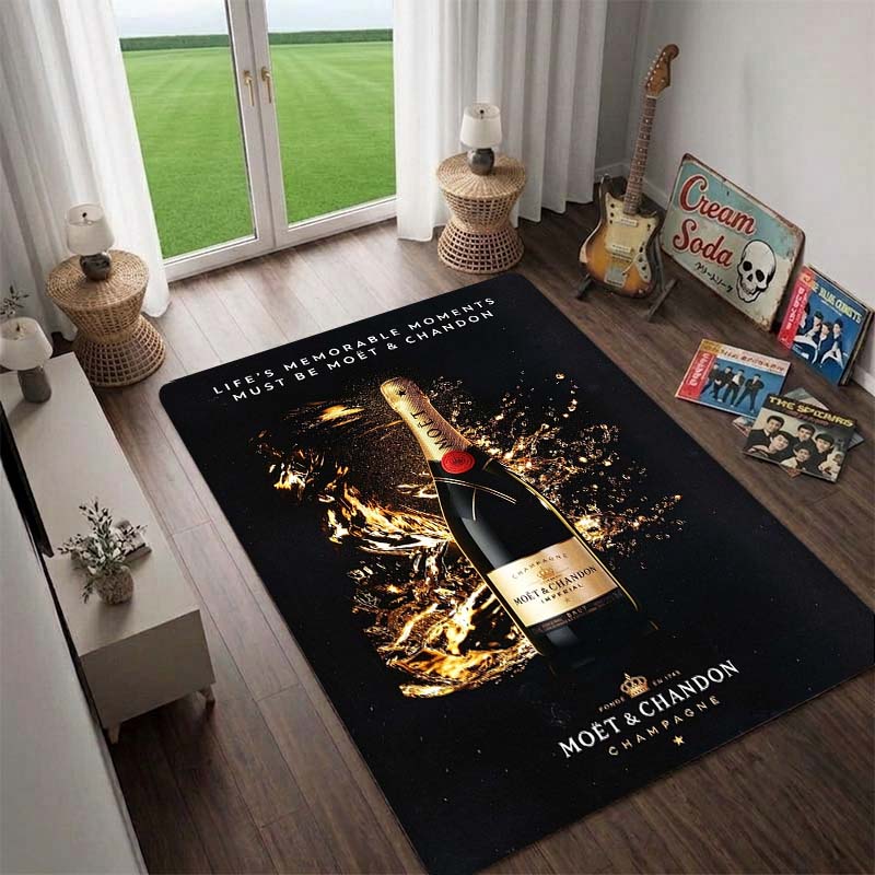 Moet & Chandon Champagner Teppich, Weinschrank Teppich, Bar Teppiche, Wohnzimmer Teppiche. Schlafzimmer Bereichsteppich.