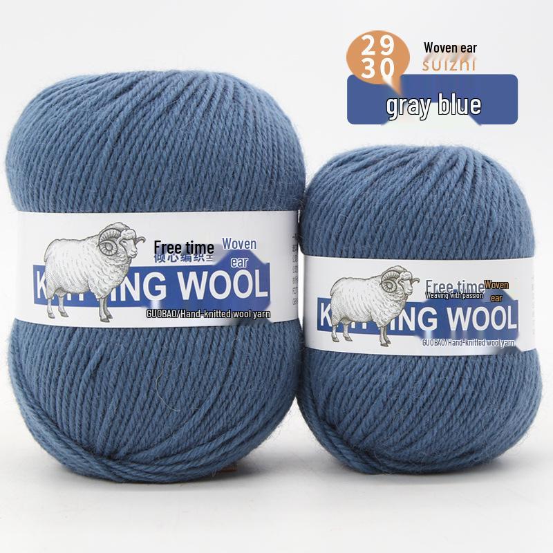 Wool Yarn Hand-Knitted Sweater Scarf Hat - Pure Color Four-Strand Yarn Ball