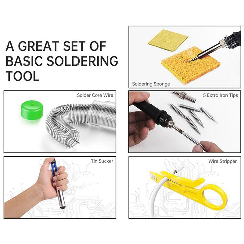 Digital Soldering Iron 80W With On/Off Switch Adjustable Temperature Lcd Welding Tools Ceramic Heater Soldering Tips