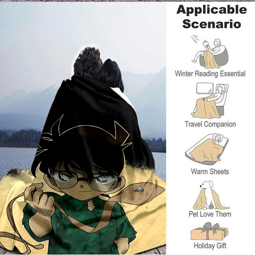 1pc Detective Conan Flannel Throw Blanket - HD Printed Lightweight Soft Warm All-Season Blanket for Sofa, Bed, Travel, Camping - Machine Washable039