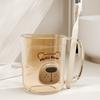 Mouthwash Cup Non-Slip Handle Smooth Round Mouth Transparent Body Rabbit Bear Design Bathroom Cup with Toothbrush Slot
