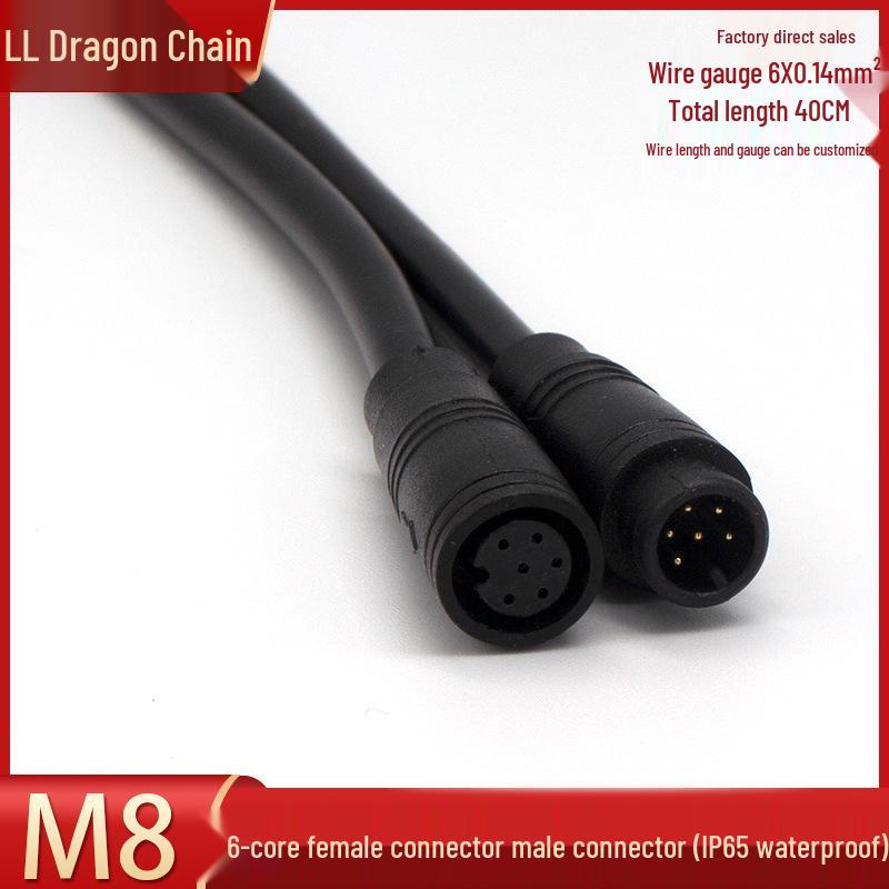 Waterproof M8 Aviation Plug with Cable: 2-6 Pin Male & Female Connector