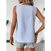 Ärmellose Gestreifte Schräger Halsausschnitt Damenbluse Neues Damen Casual Lockeres Oberteil Einfach Elegant Mode Süßes Büro-T-Shirt Streetwear Knöpfe Kleidung