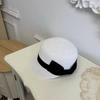 Summer Woven Straw Cap Elegant Equestrian Hat Retro Bow Straw Cap  Vacation