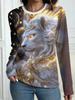 Autumn Leopard 3D Print Long Sleeve T-Shirt Women's Casual T-shirts Fashion Oversized Tops Y2K Tees Streetwear Female Clothing