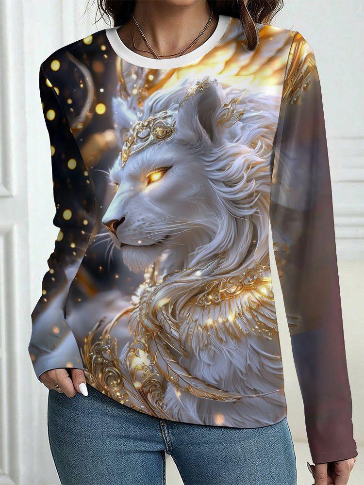 Autumn Leopard 3D Print Long Sleeve T-Shirt Women's Casual T-shirts Fashion Oversized Tops Y2K Tees Streetwear Female Clothing