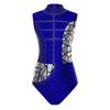 Womens Gymnastics Leotard Sleeveless Cutout Back Design Shiny Rhinestones Metallic Sequins Figure Skating Bodysuit