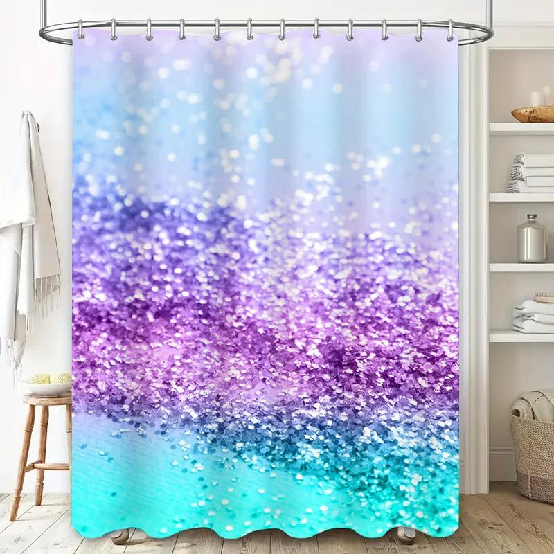 

Sparkling Glitter Shower Curtain Bold Colorful Printed Bathtub Decor Inches Water Resistant Fabric Bathroom Accessories W60H190(CM)-1 Pcs