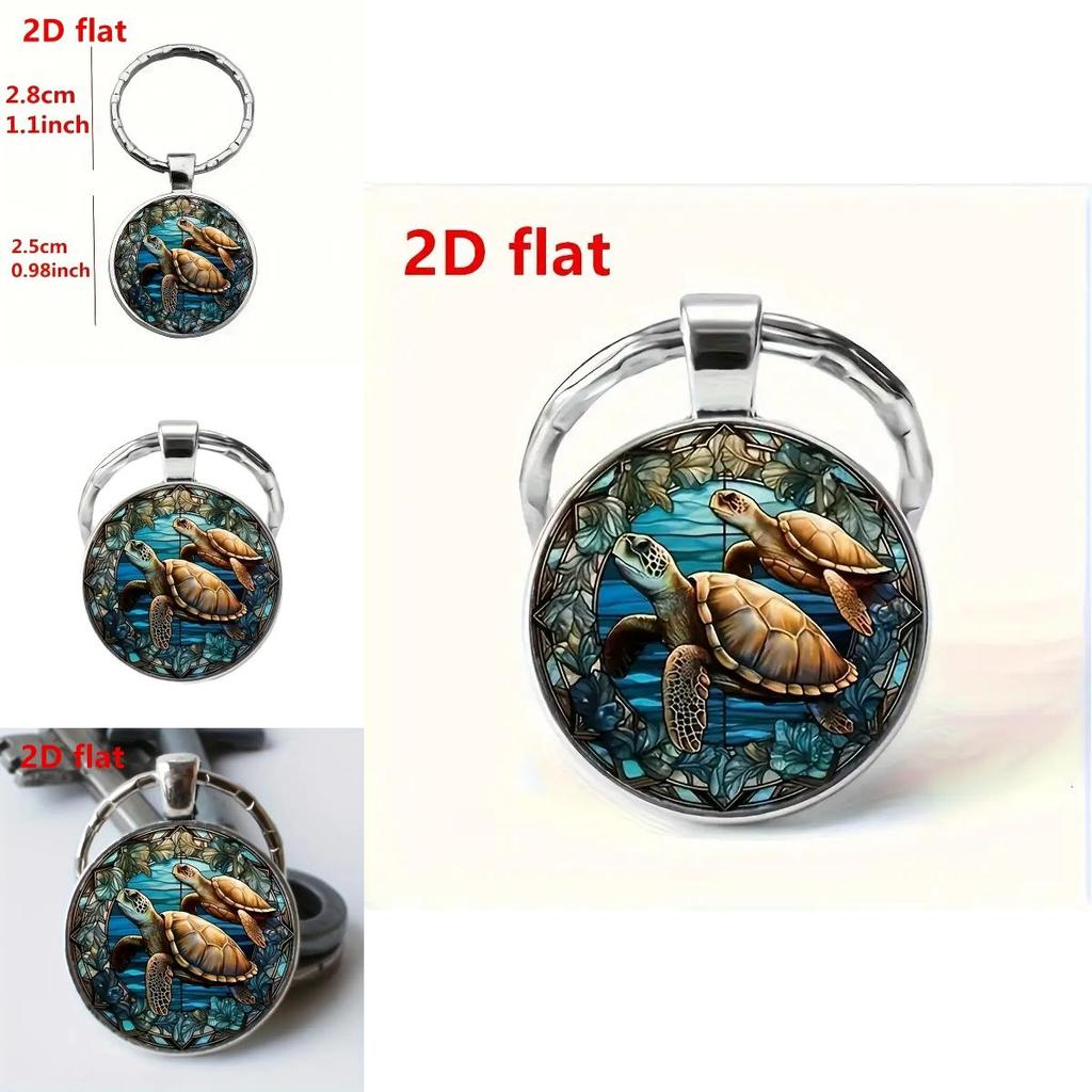 Modern Minimalist Glass Keychain With Double Turtle Design For Gift Giving And Party Decor