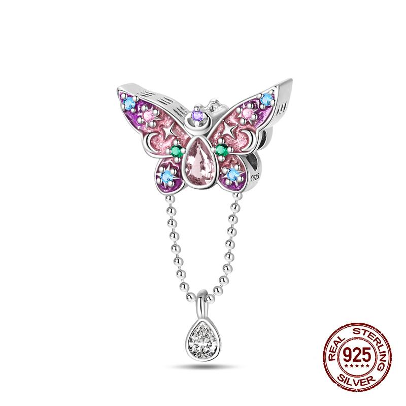 Compatible With 3MM Authentic Bracelets copper Colorful Dragonfly Flower Gem Butterfly Charm Bead Charms Bead Charms Fine Do It Yourself Jewellery Mak