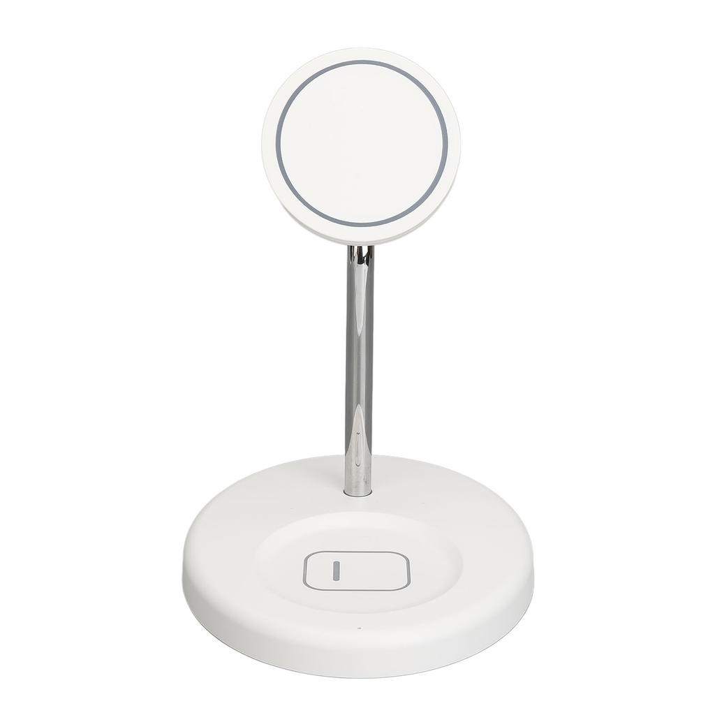 2 in 1 Magnetic Wireless Charger Metal and ABS White Wireless Charger Stand for IPhone 12 13 14