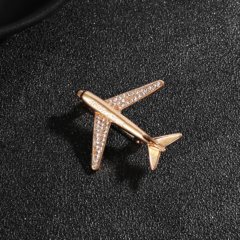 Trendy Men's High-End Airplane Brooch Pin for Suits