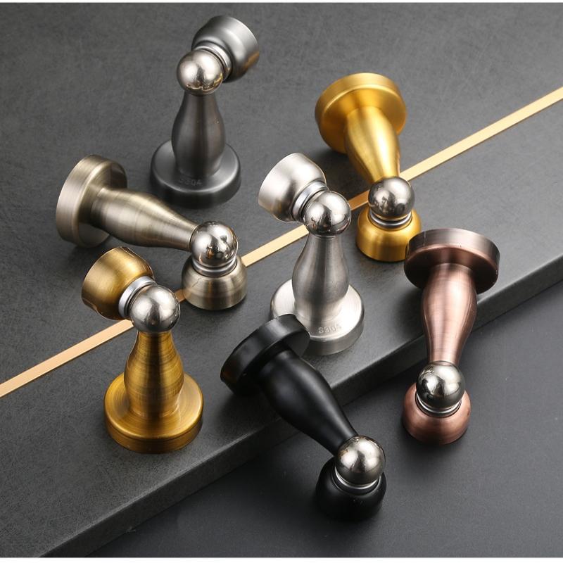 New Stainless Steel Magnetic Door Stopper Sticker Toilet Glass Hidden Door Holders Catch Floor Doorstop Door Hardware
