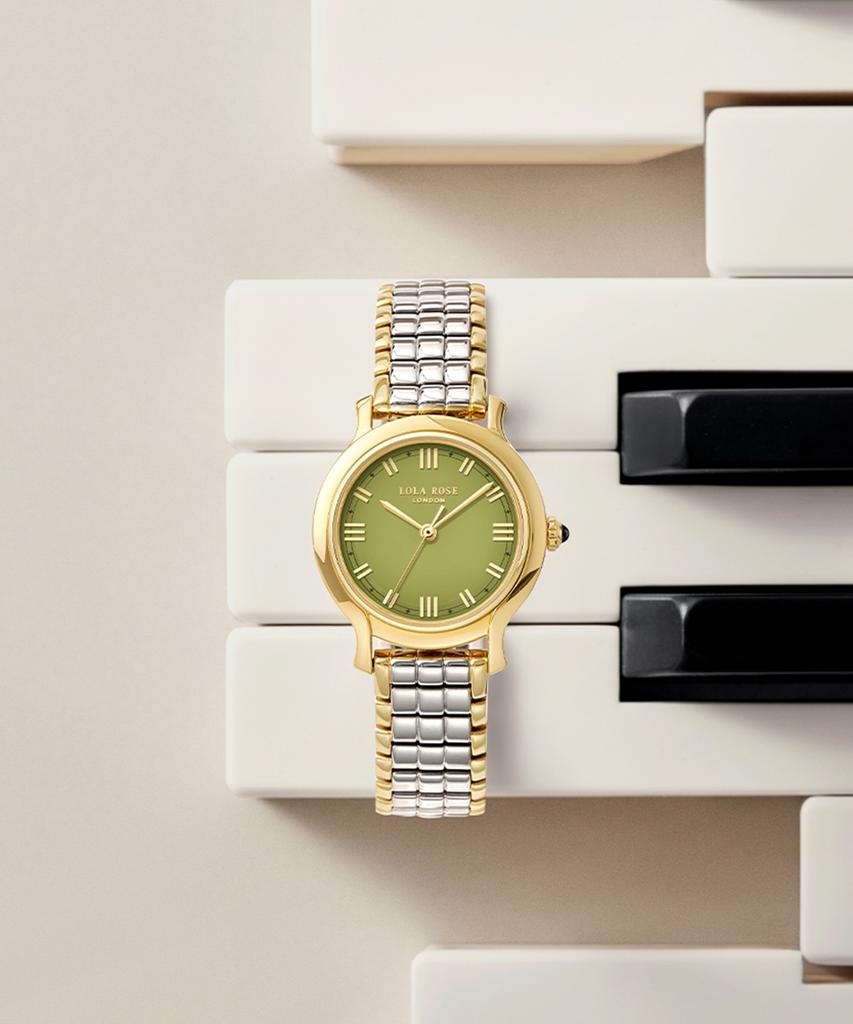 Lollalojeu Waltz Green Onyx Two-Tone Women'S Metal Daily Watch