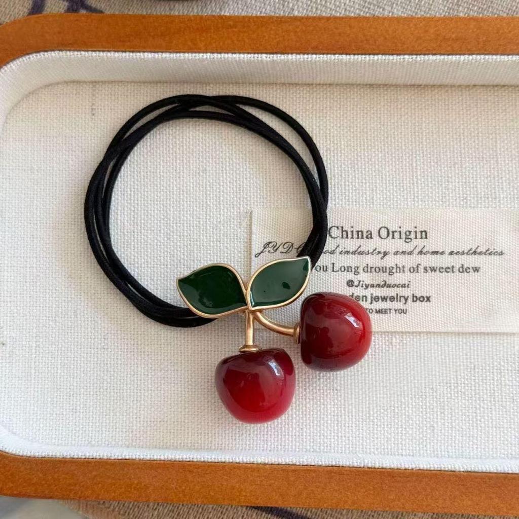 Elegantes Kirschdesign Haargummi: Süßer, vielseitiger und langlebiger Haargummi für Mädchen