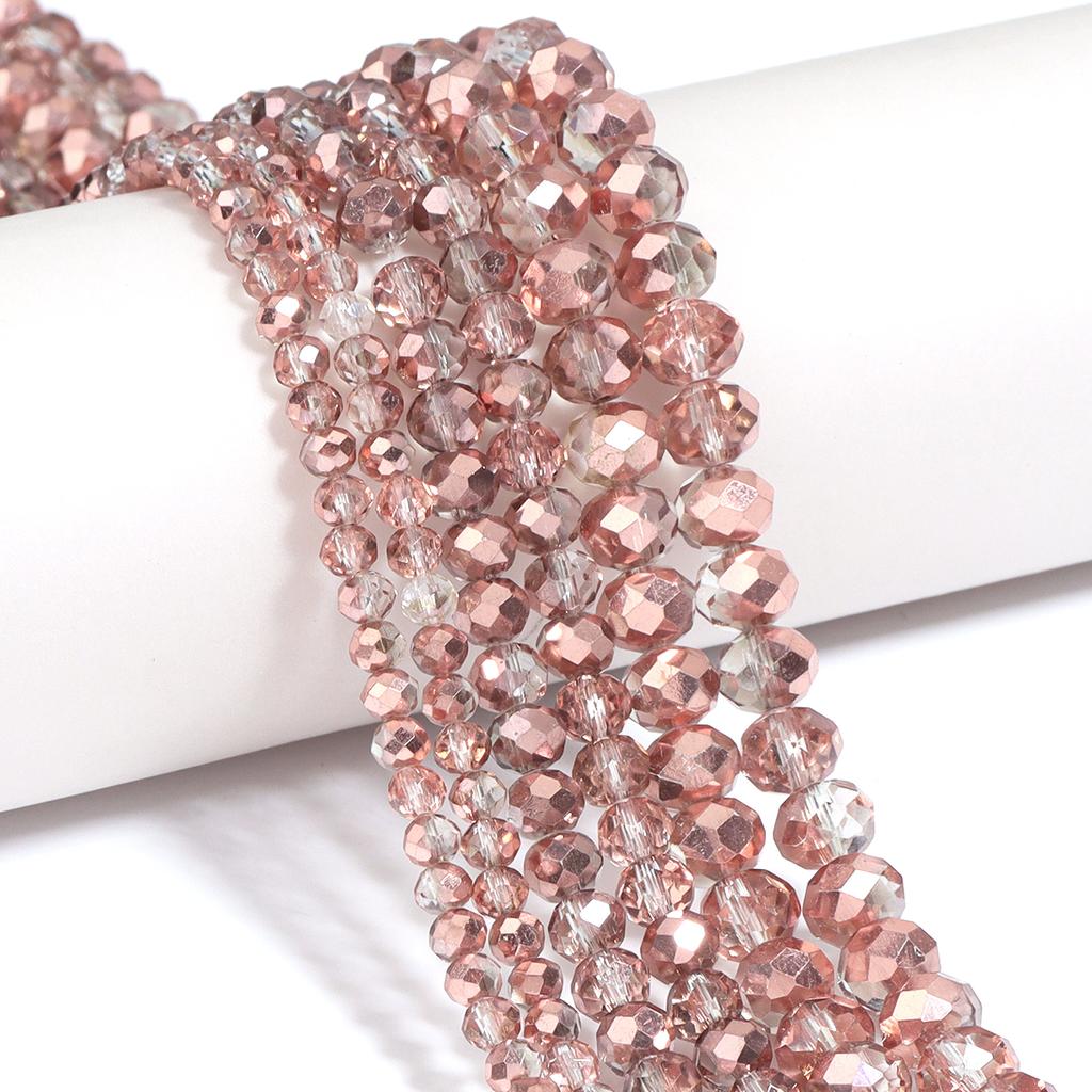 4/6/8mm Faceted Crystal Rondelle Beads Light Red Copper Glass Abacus Loose Spacer Beads for Jewelry Making DIY Bracelet Findings