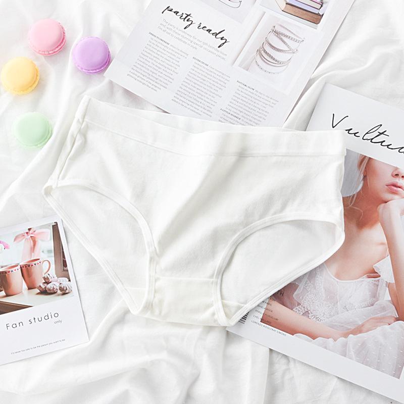 Summer Candy Color Japanese Style Mid-Waist Cotton Panties for Women