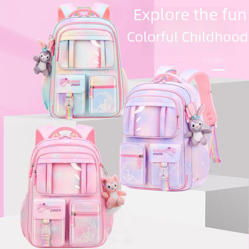 Rucsac la modă, ultra-ușor pentru fete: Capacitate mare, Design care protejează coloana vertebrală pentru elevii de școală elementară din clasele I-VI