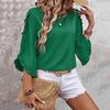 Women Tops Round Neck Lace Trim 3/4 Sleeve Pullover Tops Solid Color Loose Fit Spring Summer Tee Shirt Daily Wear