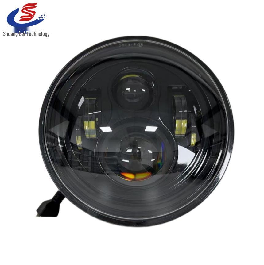 Wrangler 7" Round LED Headlight with Angel Eye Halo for Harley and Cars