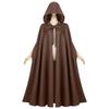 2025 Dark Medieval Hooded Cloak: Retro Stand Collar Halloween Cape, Solid Color