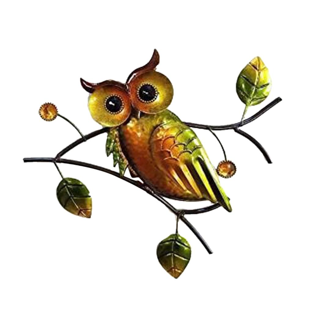 Målade Ugglehantverk Tredimensionell Bakgrundsvägg Metallvägghängning