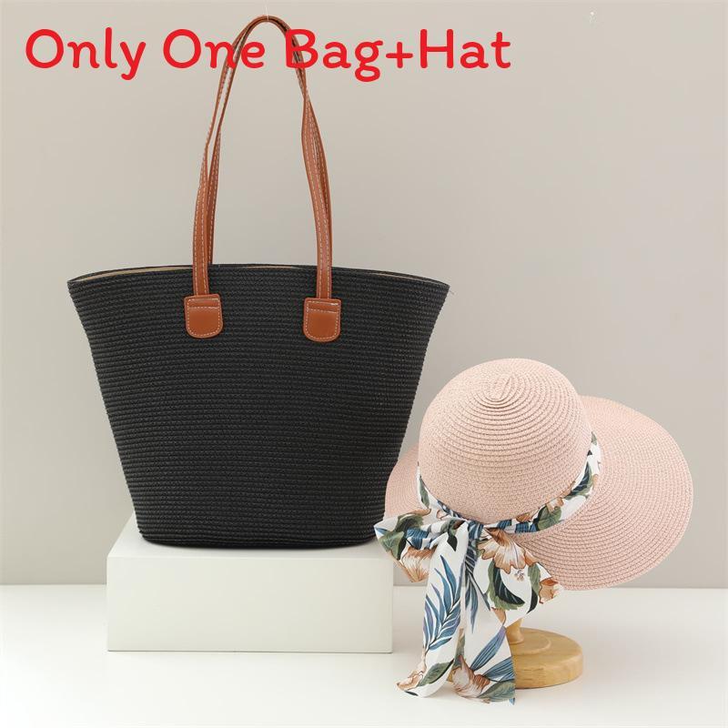 Straw Hat And Bag Set With Sun Protection For Outdoor Travel Casual Summer Adults