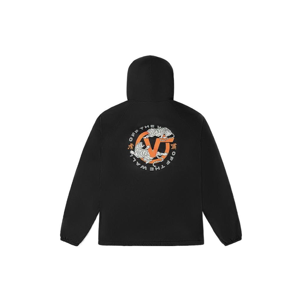 Vans Tiger Printing Zipper Hooded Jacket Couple Style Black Men s VN0002BNBLK XL
