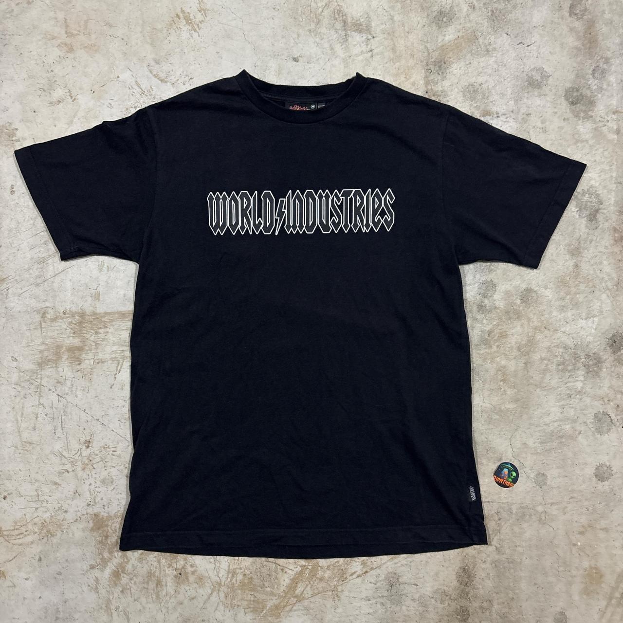 World Industries Shirt Mens Medium Black Graphic Tee Spellout Skate Y2K Size M Unisex T-Shirt M