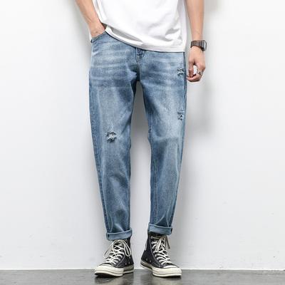 Spring and Summer Jeans Men's Straight Japanese Loose Casual Trousers Micro Harem Pants