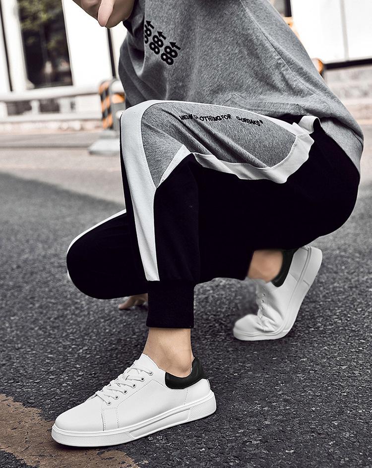 Men's Autumn Casual White Sneakers - British Style Soft Sole, Large Size Trendy Sports Board Shoes.